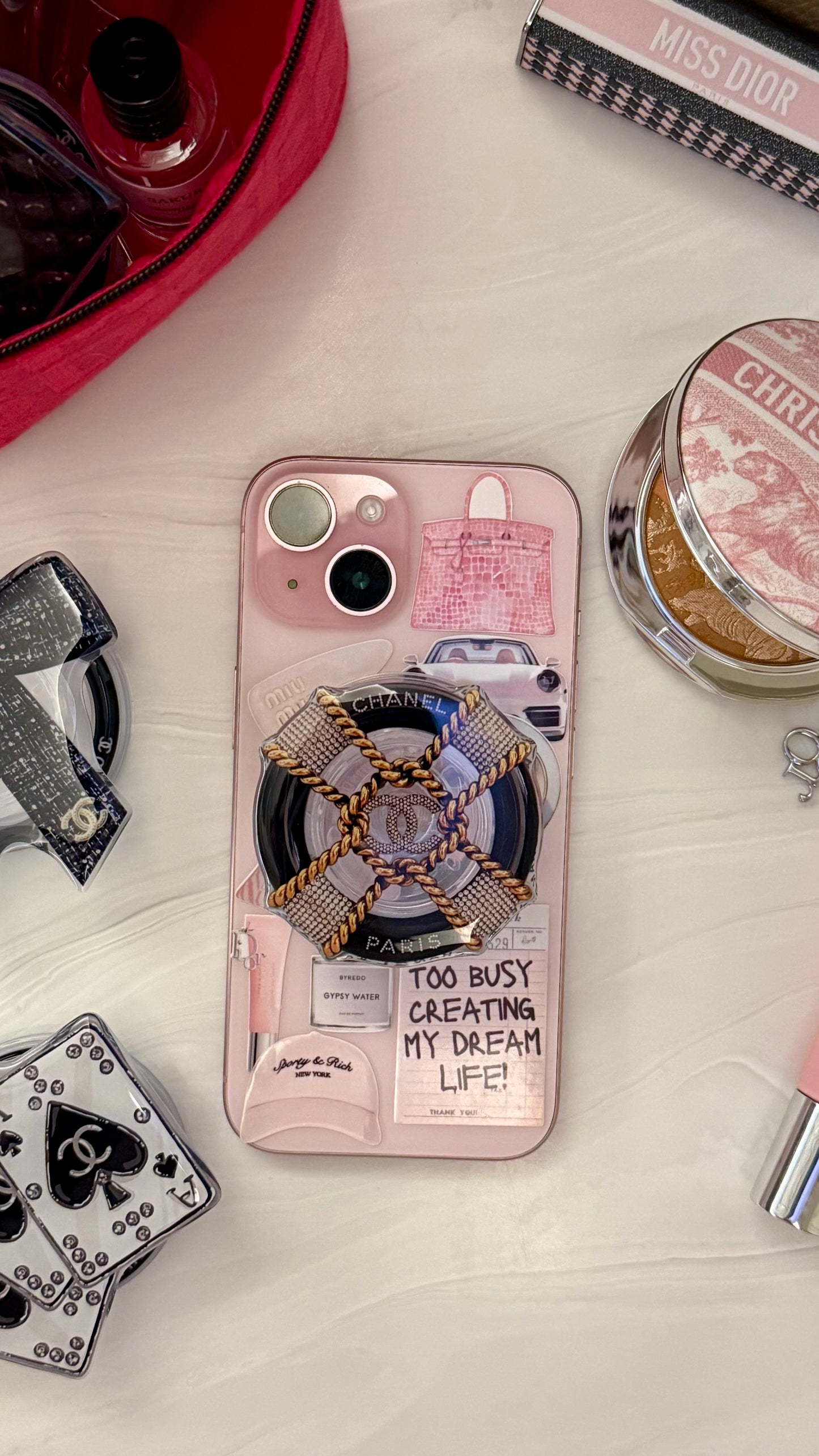 Chanel round phone grip