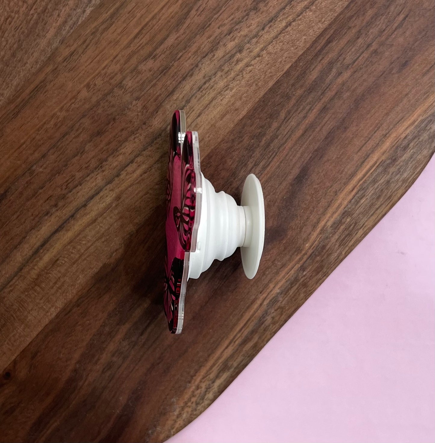 Pink butterfly phone grip