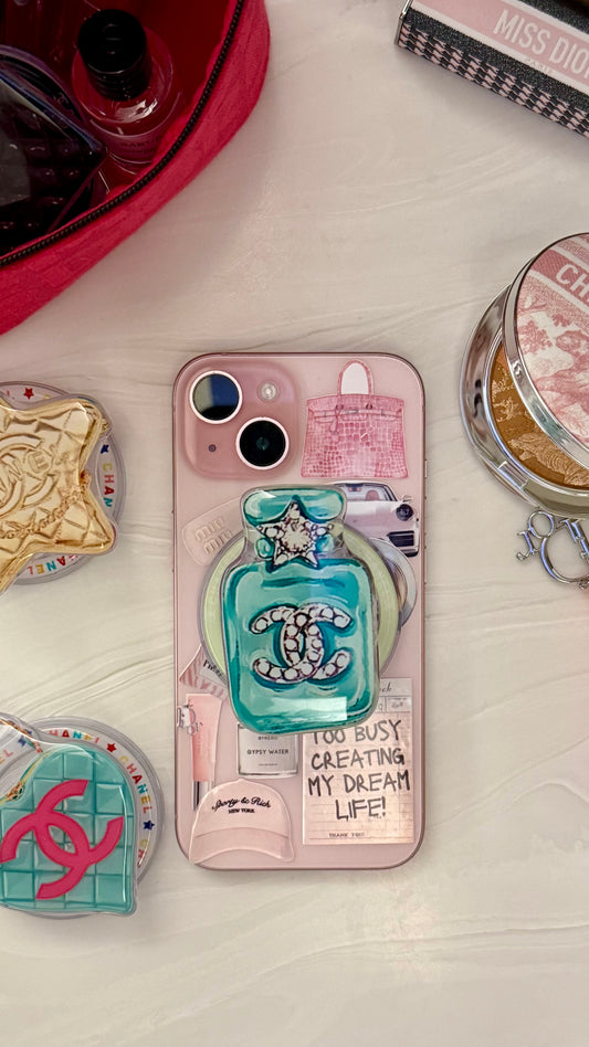 Blue perfume Chanel phone grip