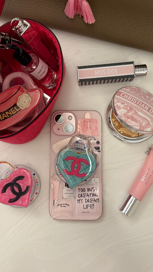 Blue heart Chanel phone grip