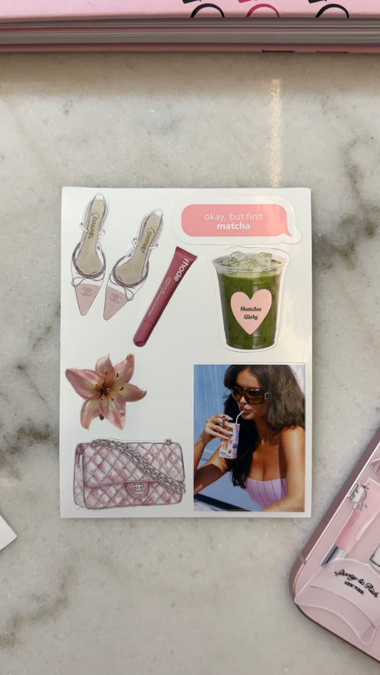 Matcha girly stickers sheet